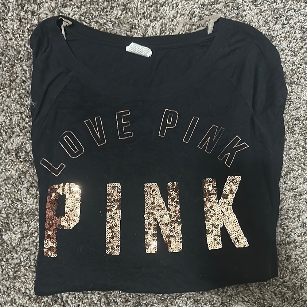 PINK Victoria's Secret Black Top with Gold Accents